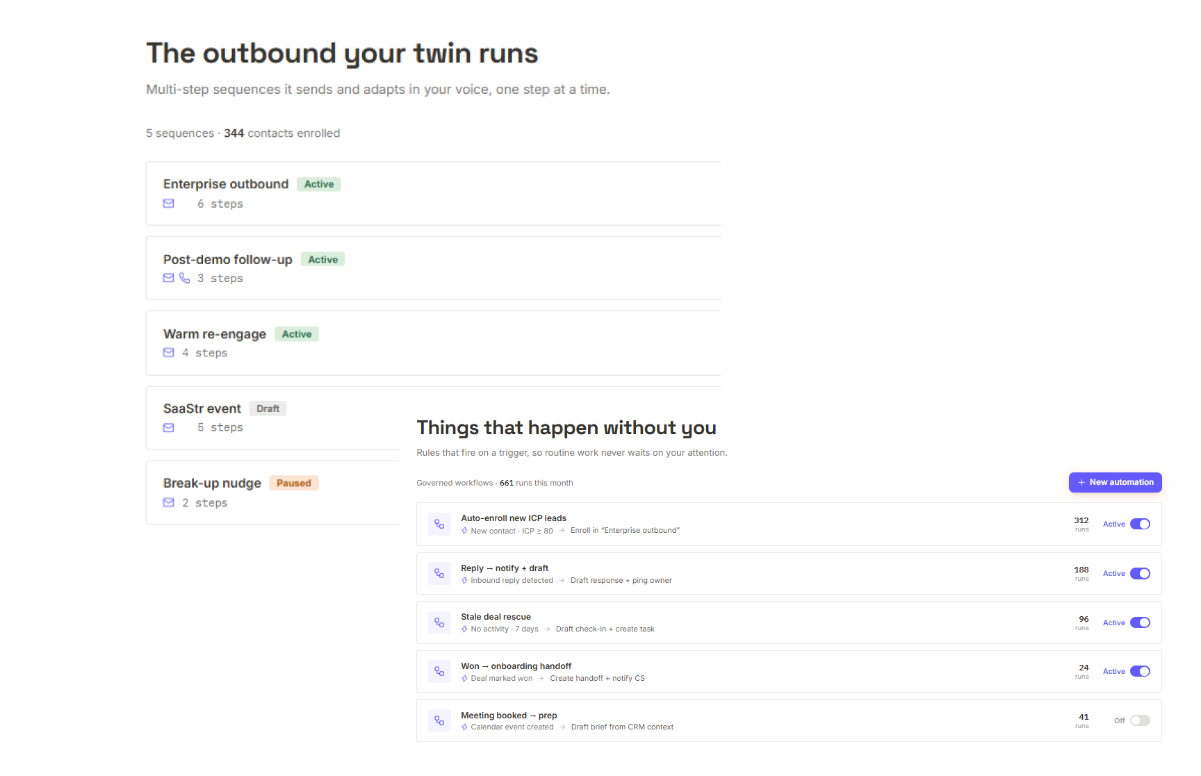 Sequence automation — branching steps, delays and conditions